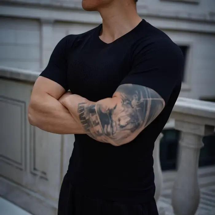 T-shirt de course à manches courtes pour hommes, haute élasticité, respirant, anti-transpiration, vê