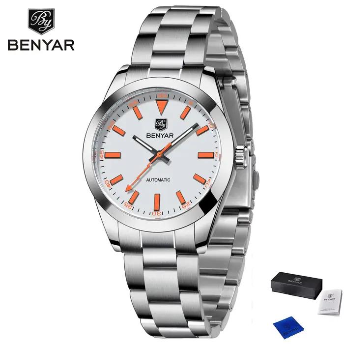 BENYAR 2025 nouvelle mode luxe montre automatique pour hommes 50M étanche en acier inoxydable mécani