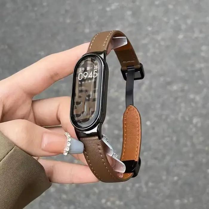 Bracelet de montre pour Xiaomi Smart Band 10 9 8, boucle magnétique en cuir, ceinture à boucle pour 