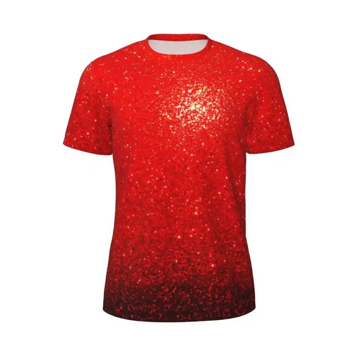 T-shirt de sport pour hommes, imprimé métallique, étincelles populaires de rouge, T-Shirts d'été à c