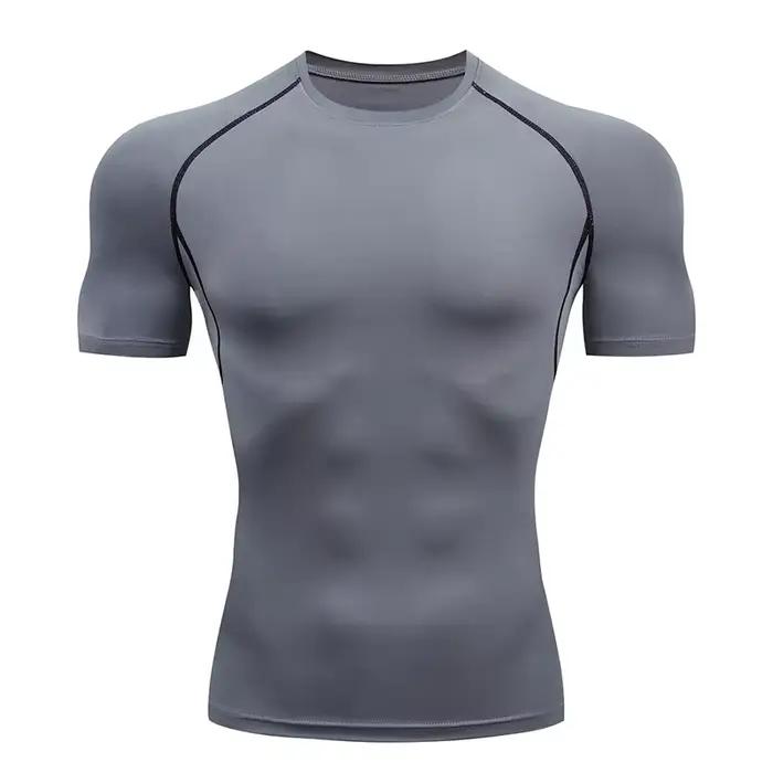 T-shirt de course à manches courtes pour hommes, sweat-shirt de sport, de fitness, de jogging, de sp