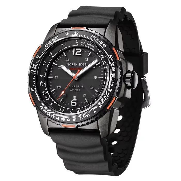 Montre solaire d'extérieur pour hommes, lunette rotative lumineuse, cadran entièrement en métal, mod