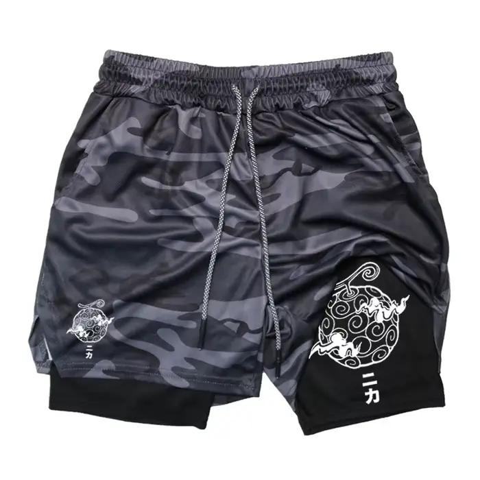 Shorts 2-en-1 pour hommes, été, athlétique, séchage rapide, avec poche pour téléphone, gym, entraîne