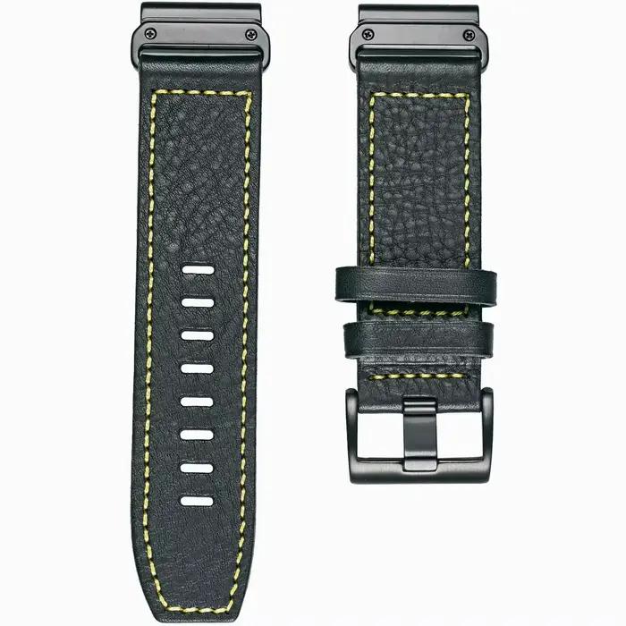HEMSUT-Bracelet de montre en cuir de vachette pour Garmin, dragonne, compatible avec Fenix, Tactix, 