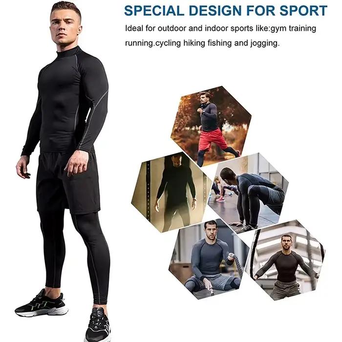 Hommes musculation Sport T-shirt séchage rapide chemise de course à manches longues haut de Compress