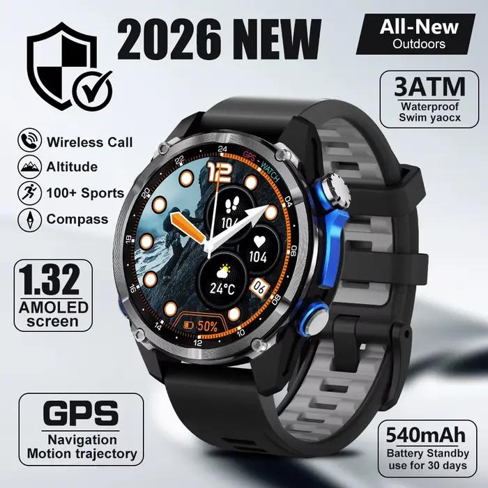 Montre connectée HD350Pro avec GPS, suivi de la santé, étanchéité 3ATM, plus de 100 modes sportifs, 