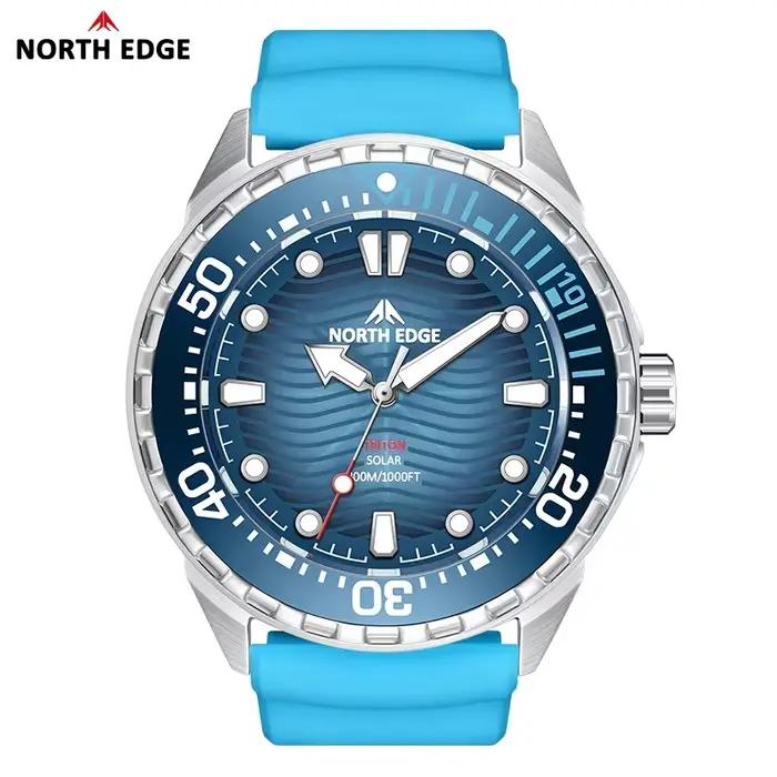 Montre de plongée en acier inoxydable, montre à Quartz à énergie solaire, étanche, longue durée de v