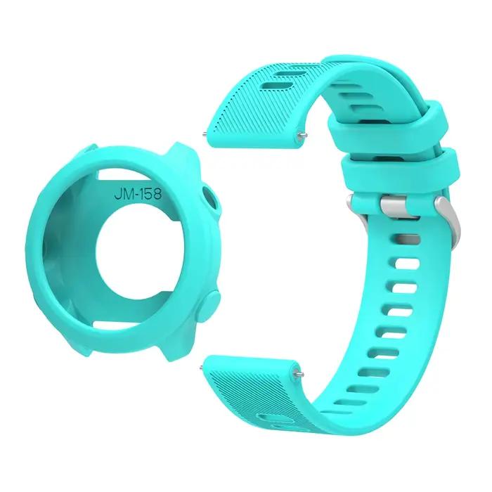 Bracelet de montre + boîtier de montre pour Garmin Forerunner 55, avec boucle argentée, bracelet en 