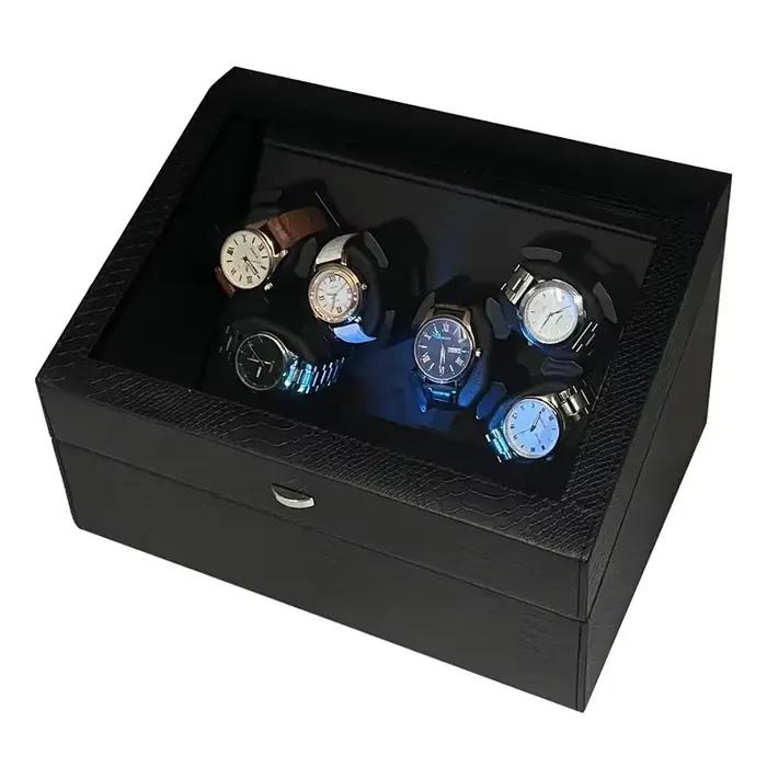 Boîte de remontoir de montre pour montres automatiques, support rotatif de 6 montres