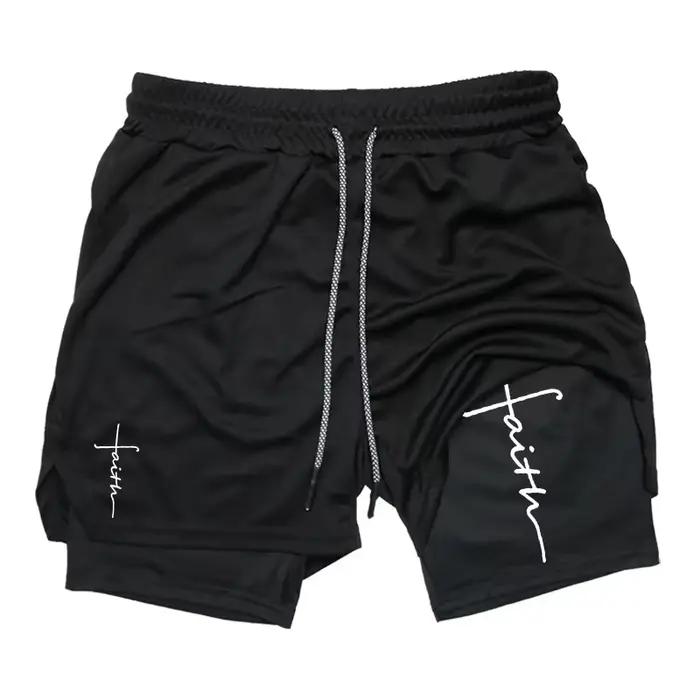 Shorts de sport 2-en-1 Cross Graphic pour hommes – Performance en salle de sport avec poche téléphon