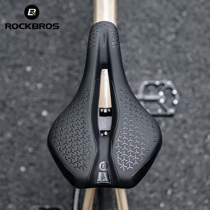 ROCKBROS selle de vélo creux respirant antichoc siège de cyclisme PU coussin en cuir antidérapant lé