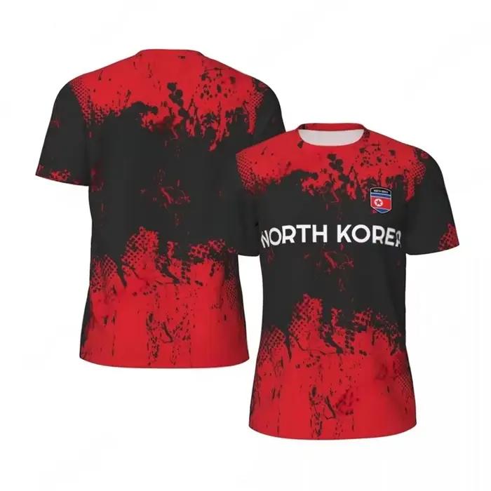 T-shirt de sport pour hommes, imprimé 3D, drapeau de la Corée du nord, séchage rapide, respirant, ma