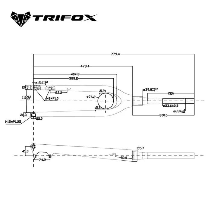 TRIFOX-Fourche VTT en fibre de carbone TMK200 29er, axe traversant 15x110mm, 1-1/8 "-1-1/2", accesso