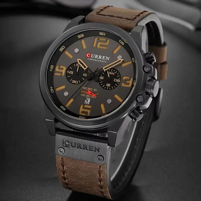 CURREN hommes montres haut de gamme marque étanche Sport montre-bracelet chronographe Quartz militai