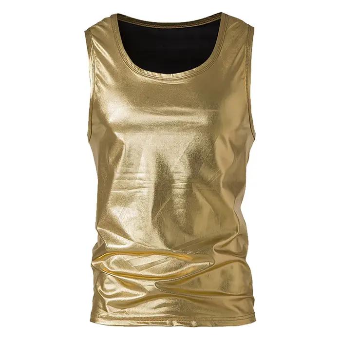 Fitness entraînement course débardeur été hommes gilet mode brillant sans manches t-shirt hommes scè