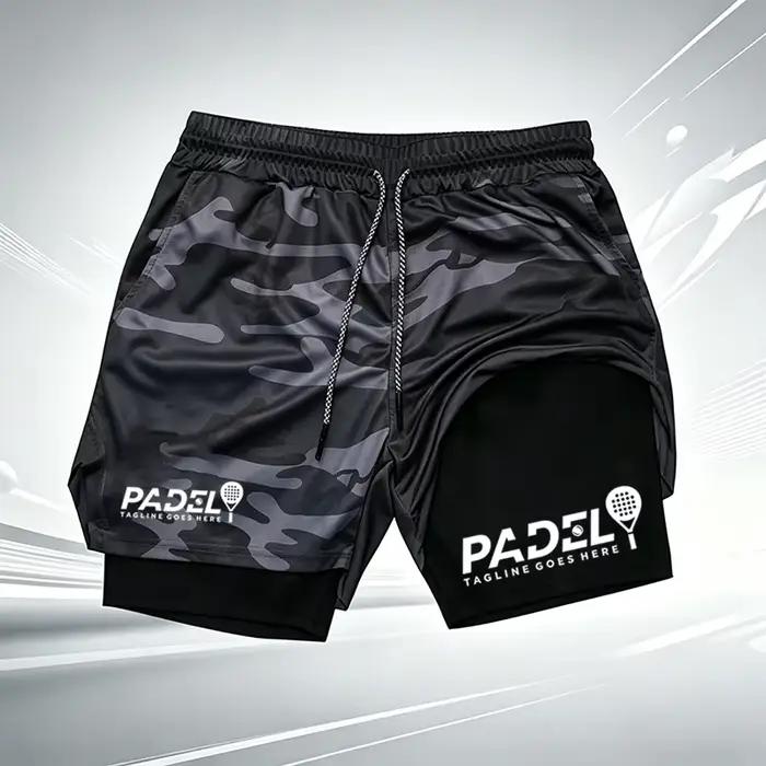Shorts de performance 2-en-1 pour le padel, shorts de compression anti-frottement à séchage rapide p