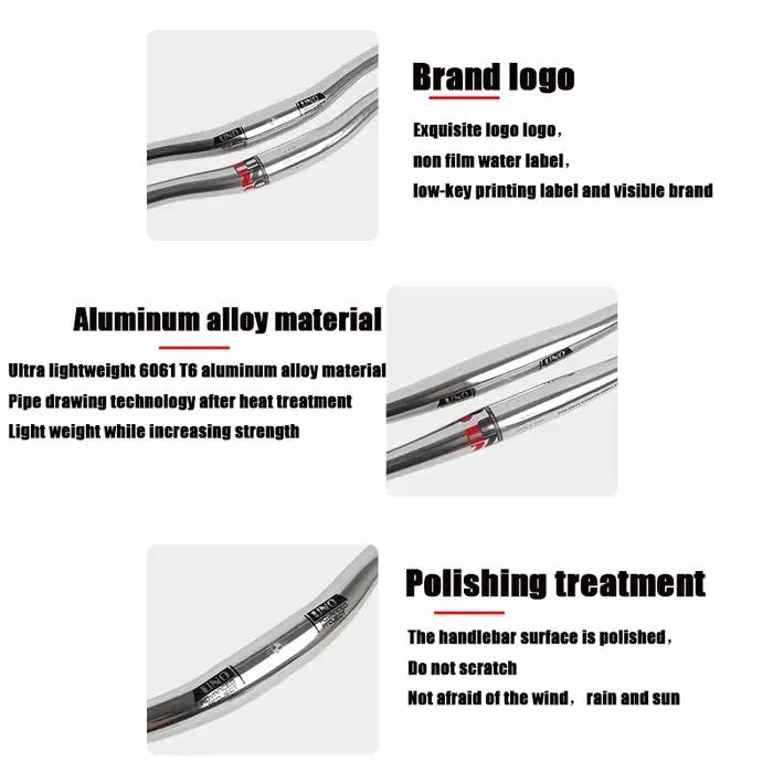 UNO-Guidon plat et courbé pour vélo, couleur argent, pour VTT, dimensions 31.8mm, 640mm, 680mm, 720m