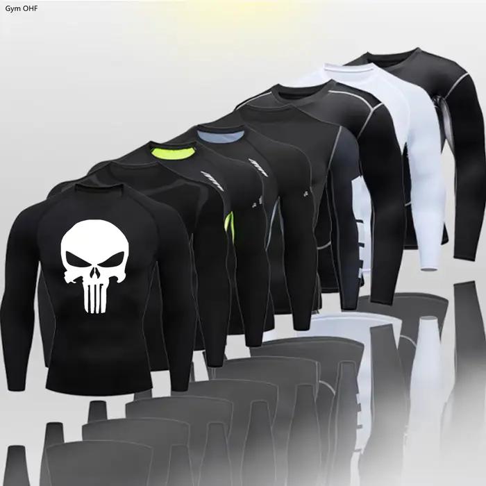Économie de course à compression pour hommes, coupe sèche, fitness, gym, rashguard, football, entraî