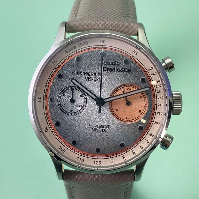 Montre chronographe Gull Tron pour homme, montre-bracelet à quartz 39 mm, miroir saphir VK64