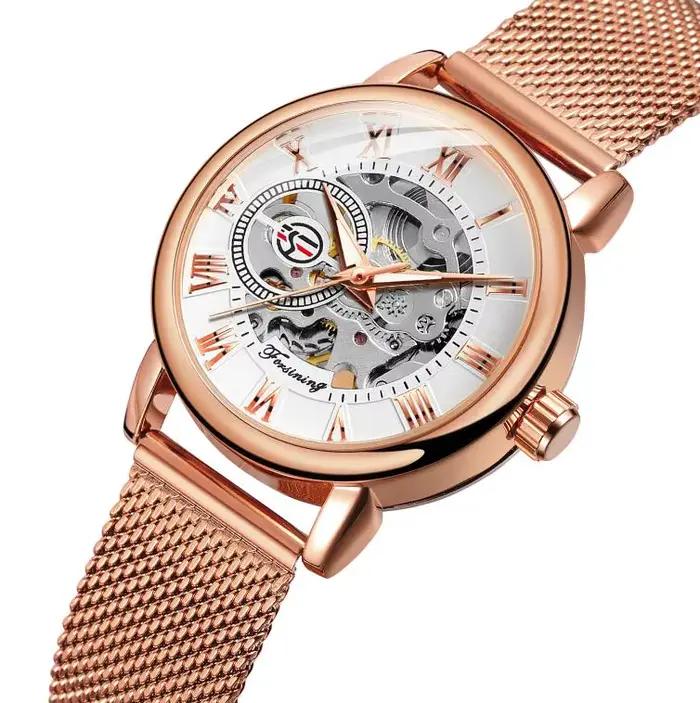 Montre Femme Forsining 2026 Luxe Squelette Argent Bracelet Étanche Mécanique Cadeau pour Femme