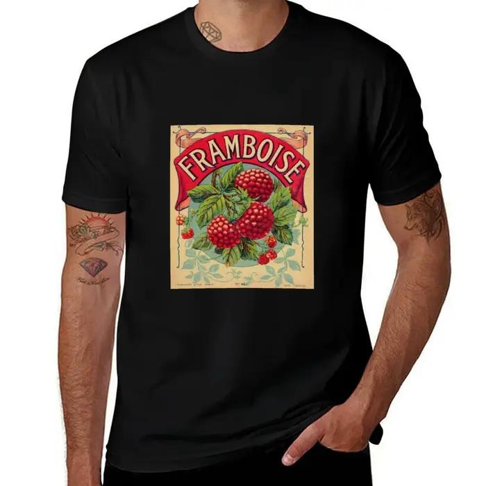 T-shirt à manches courtes pour entraînement et performance, avec étiquette de fruits vintage françai