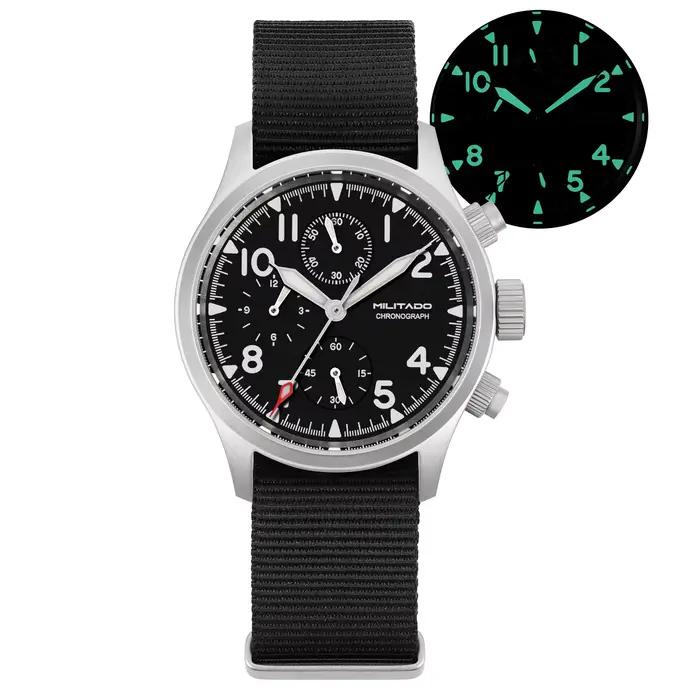 Militado ML1868KF montre à Quartz à 3 cadrans VK67 chronographe mouvement verre saphir lumineux 100m