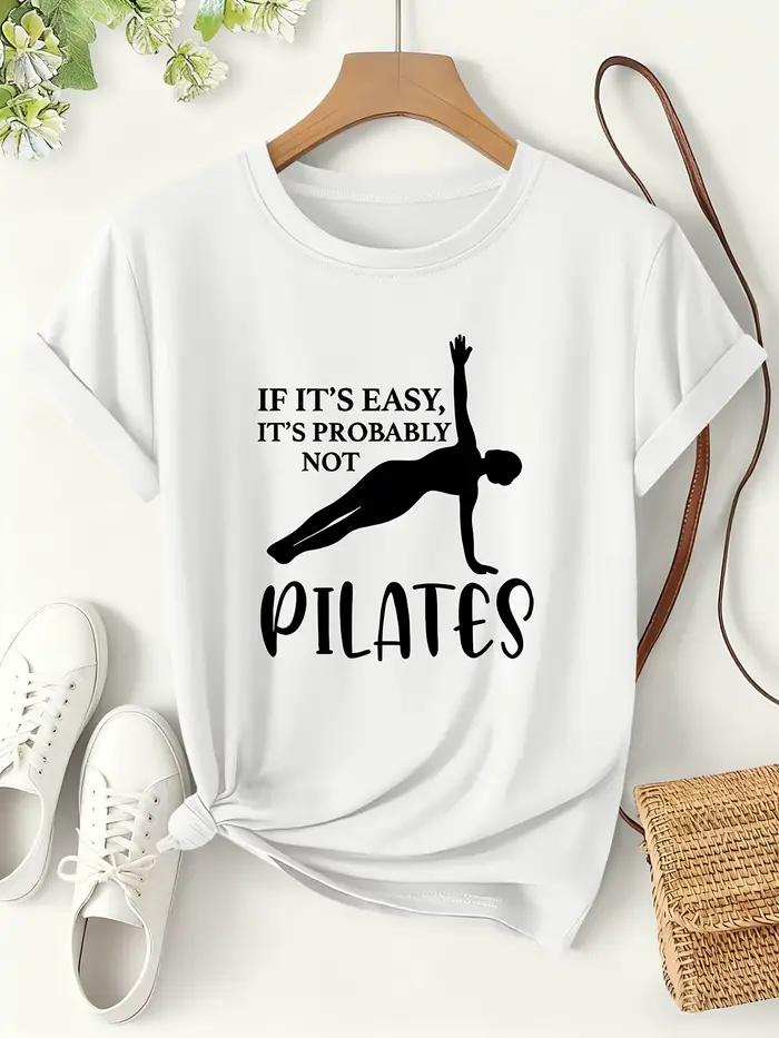 T-shirt de Pilates pour femmes, t-shirts graphiques imprimés avec lettres amusantes, hauts amples à 