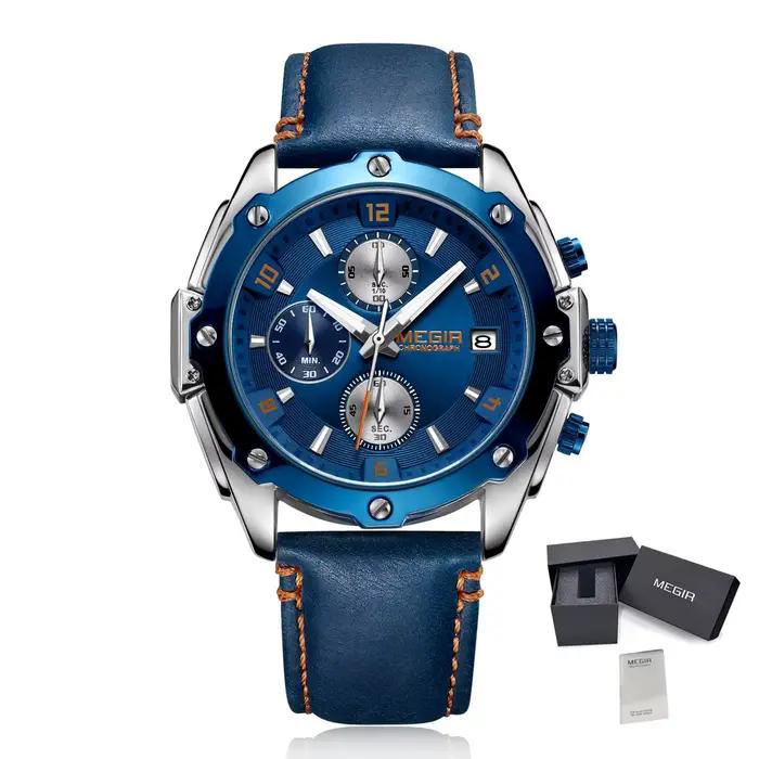 Montres pour hommes MEGIR, montres de sport de haute qualité, lumineuses, étanches, chronographe, da