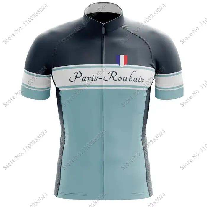 Ensemble Maillot et Cuissard de Cyclisme France Paris-Roubaix 2026 – Tenue d'Été pour Vélo de Route 