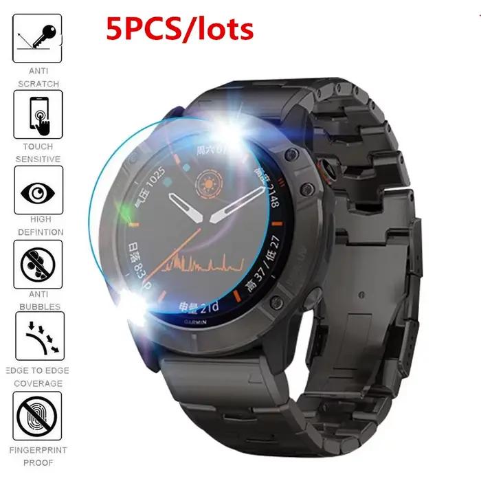 5 pièces pour Garmin Fenix 6 Pro / Fenix 6X Pro verre trempé solaire Premium Film de protection d'éc
