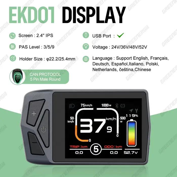 EKD01 Bluetooth affichage de Navigation 8 langues LCD Ebike ordinateur pour BAFANG Kit de moteur de 