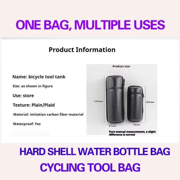 Sac à coque rigide pour bouteille d'eau de vélo de montagne, sac à outils, durable, étanche, grande 