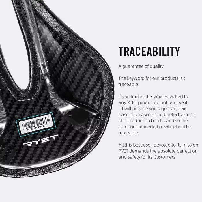 RYET-Selle de vélo entièrement en carbone, siège super léger, coussin de siège souple en PU, pièces 