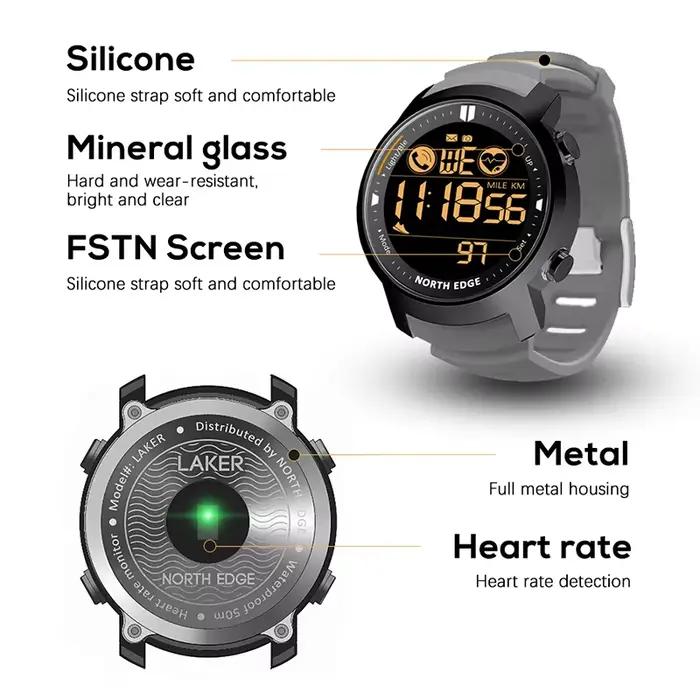 NORTH EDGE hommes montre intelligente moniteur de fréquence cardiaque femmes Smartwatch natation cou