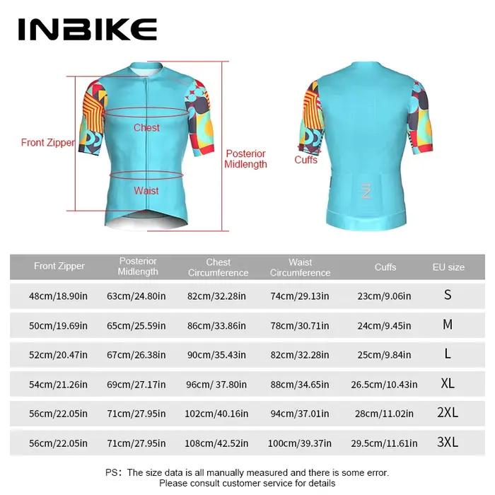 INBIKE-Maillot de cyclisme à manches courtes pour homme, fermeture éclair complète avec 3 poches arr