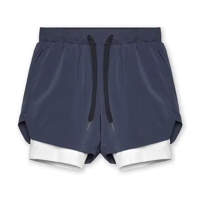 Short de course 2 en 1 pour hommes, short d'entraînement, de Sport, de Fitness, respirant, à séchage