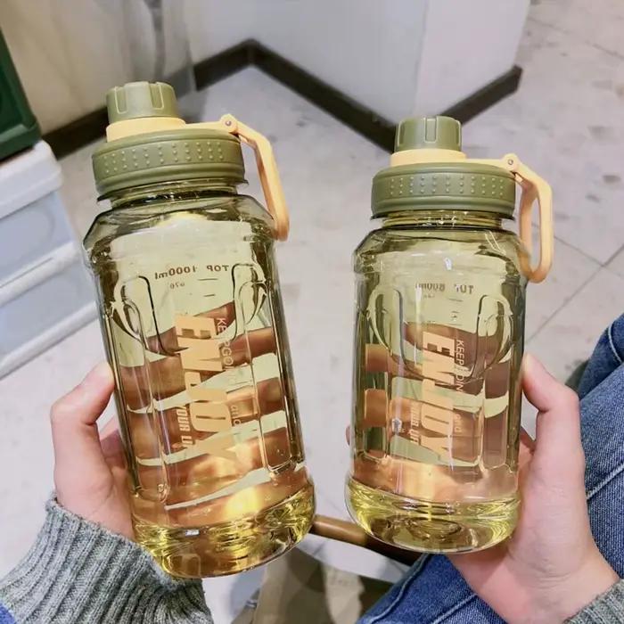 Bouteille d'eau de sport en plastique étanche, bouteille d'eau de fitness, tasse d'eau à degrés haut