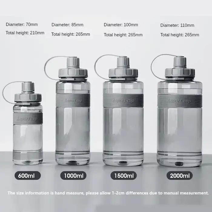 Grande bouteille d'eau de 2 litres avec paille 2L/1.5L/1L/0.6L, grande capacité, pour école, sport, 