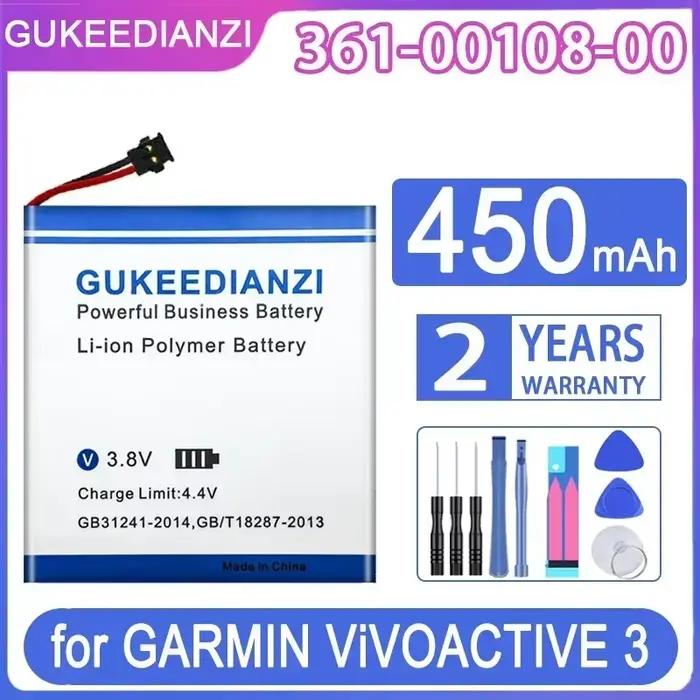 Batterie 355/650mAh pour montre GPS Garmin Fenix 5/5s/5s Plus/5X/ViVOACTIVE3, 361-00096-00, 361-0009