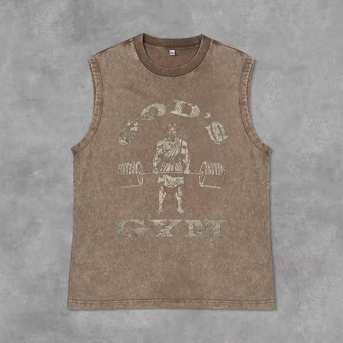 Débardeur délavé pour hommes, gilet d'été pour course à pied, exercice, Fitness, entraînement, brete