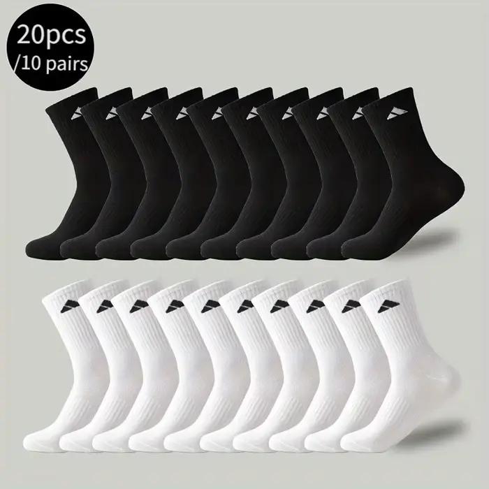 Chaussettes athlétiques pour hommes, 20 pièces/10 paires, chaussettes de Sport respirantes noires et