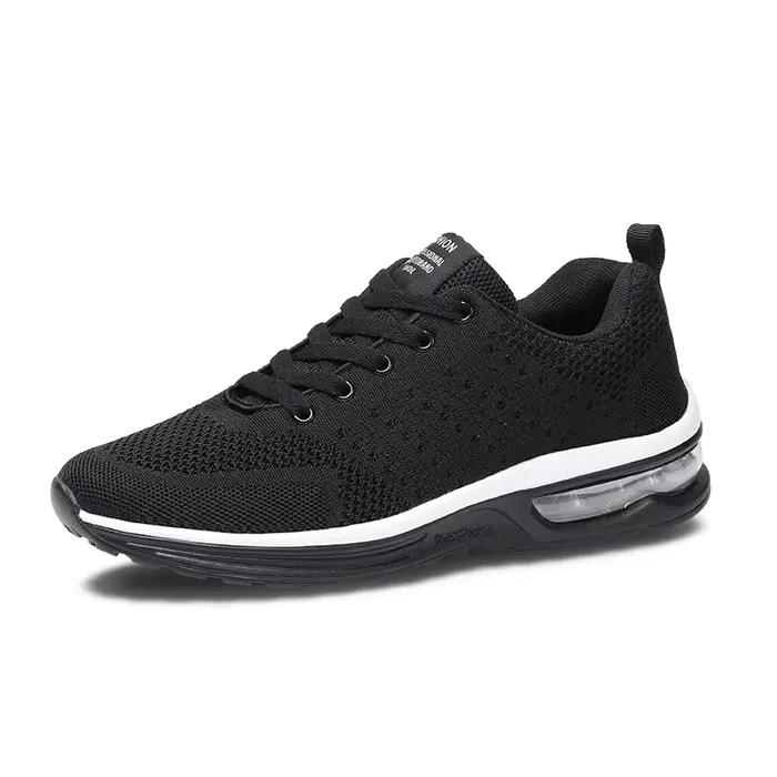 Chaussures de course rouges pour hommes et femmes, baskets respirantes tissées à coussin d'air, chau