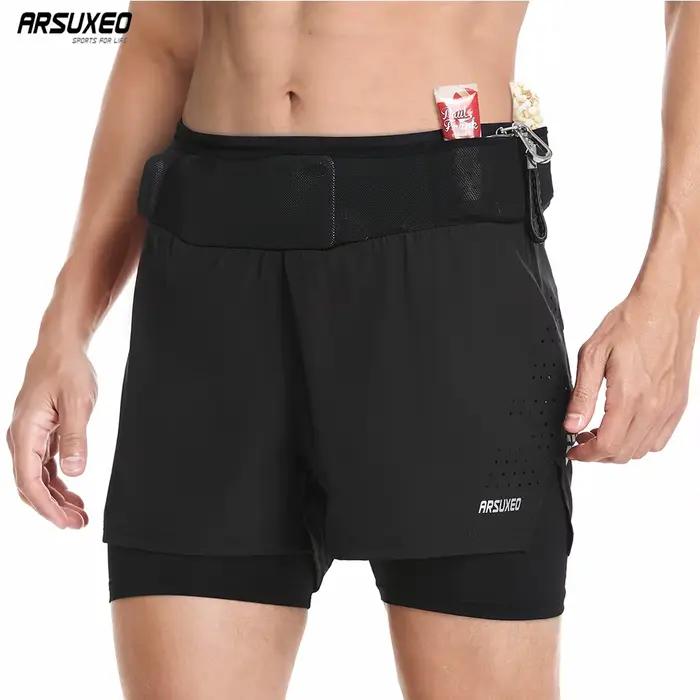 ARSUXEO Short de course pour homme 2 en 1, taille haute, pour entraînement, gym, fitness, jogging, s