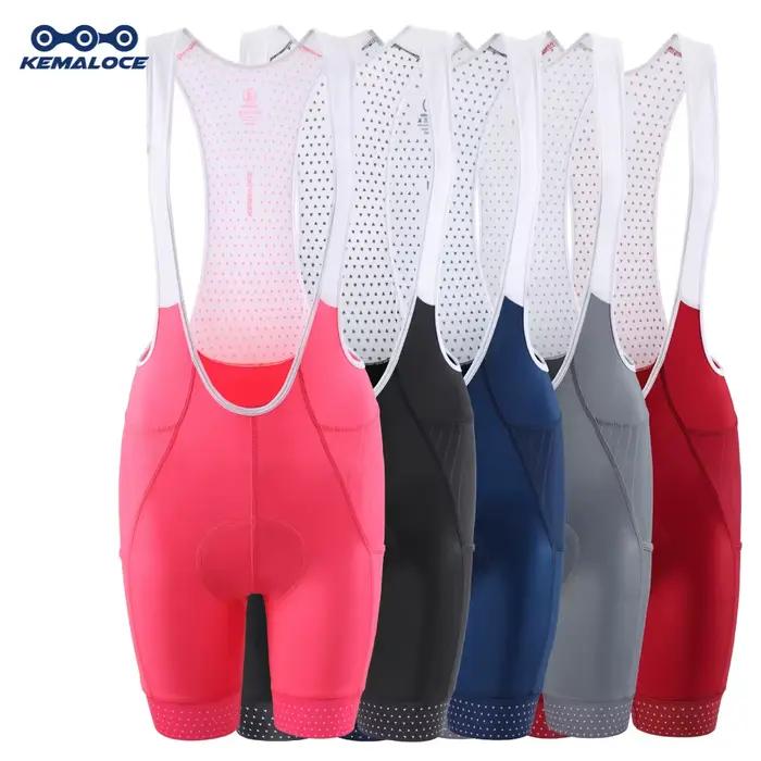 KEMALOCE-Cuissard à bretelles de cyclisme pour femme, rose uni et noir, short de vélo rembourré en g