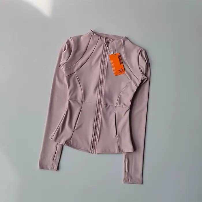 Veste de sport à manches longues pour femmes, coupe cintrée, fermeture éclair, Fitness, Yoga, entraî