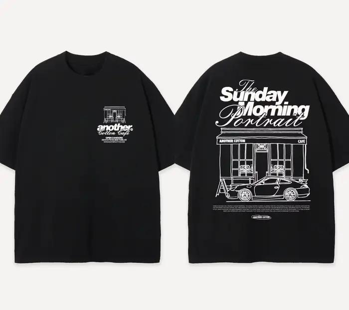 T-shirt imprimé du club de course du dimanche, t-shirt surdimensionné décontracté à manches courtes 