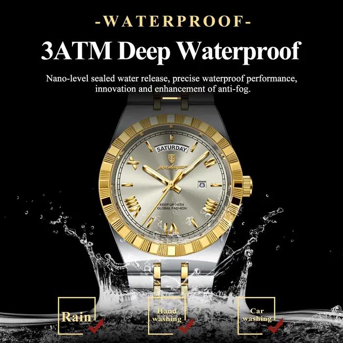 POEDAGAR mode affaires montre pour hommes lumineux étanche semaine Date luxe homme montre-bracelet e