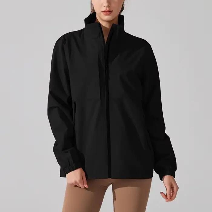 Veste de pluie légère et imperméable pour femme, manteau de pluie, col montant, coupe-vent à fermetu