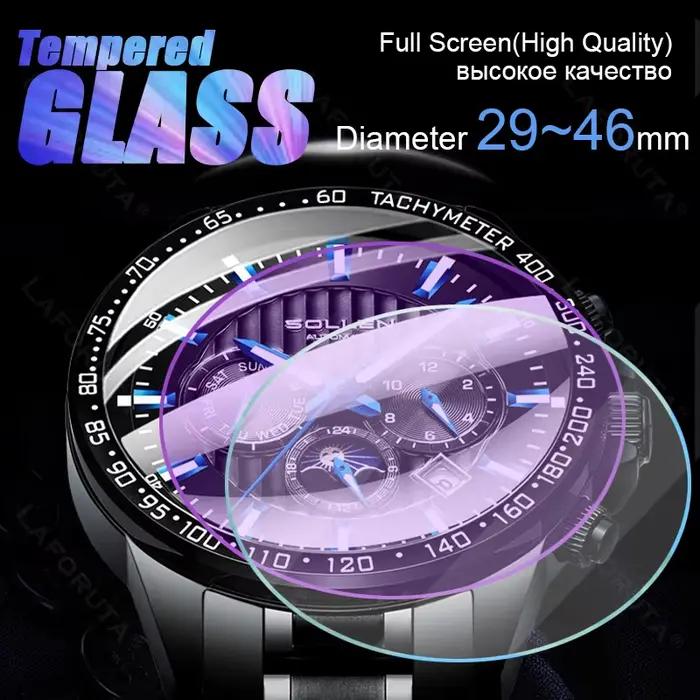 Protecteur d'écran pour montre intelligente, toutes tailles, montres rondes, en verre trempé, diamèt