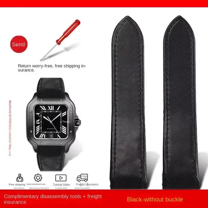 Pour Cartier Santos 100 Santos100 bracelet de montre en cuir véritable boucle pliante bracelet de mo